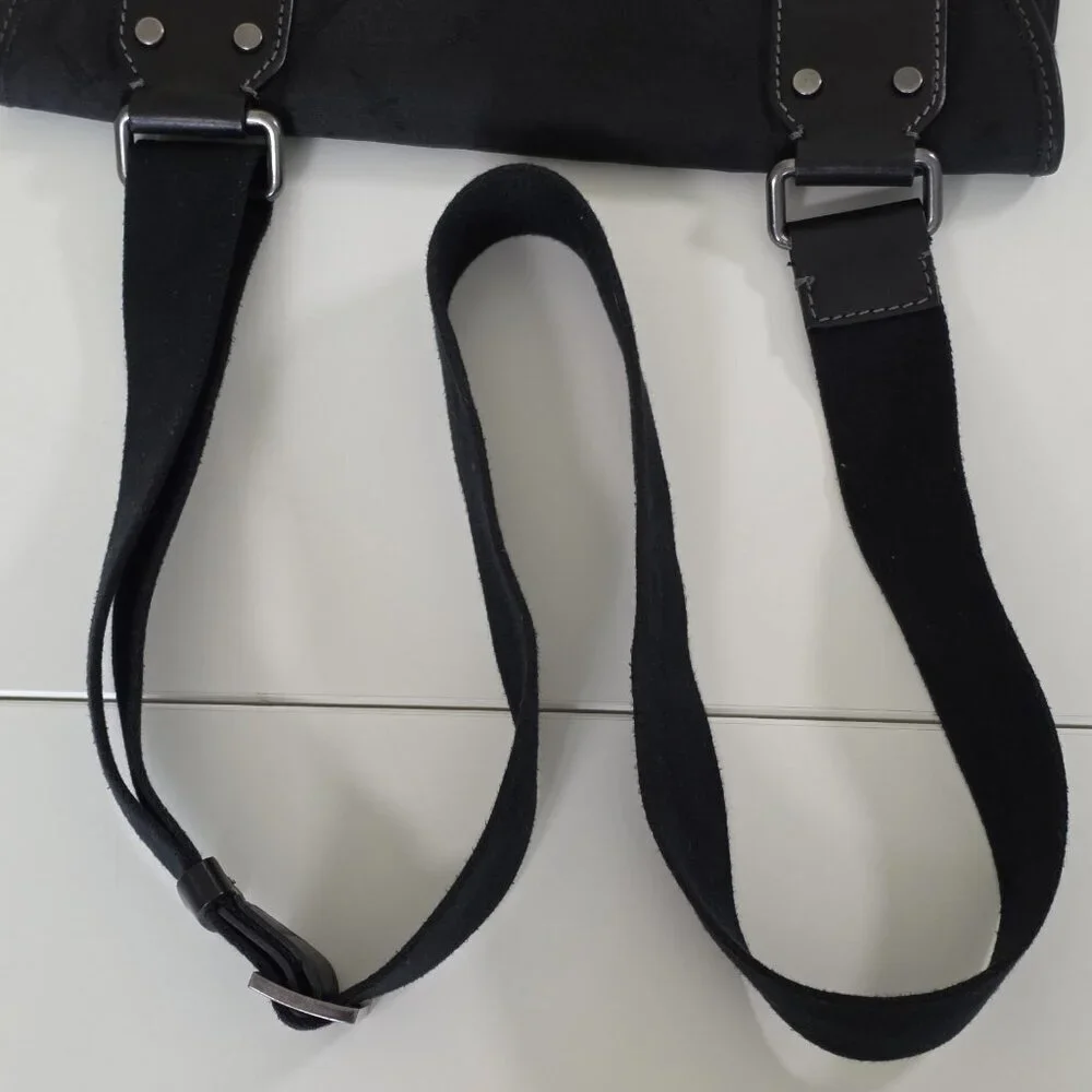 Cesare Paciotti Messenger Cross Body Dagger AOP Bag Made In Italy Black Embossed